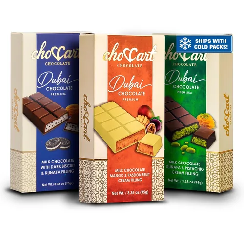 Vista 14 de Barra de chocolate ChoCart Dubai con algodón de azúcar y pistacho 95g de chocolate con leche belga prémium Delicia viral del Medio Oriente