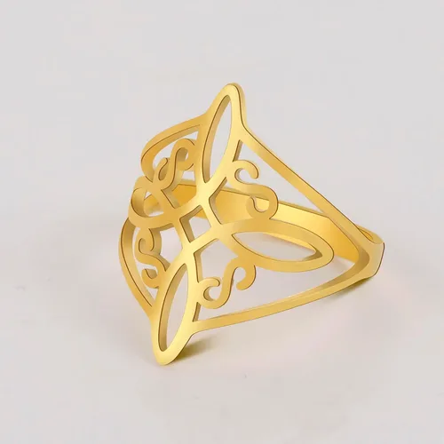 Vista 12 de UNIFT Anillo de nudo de bruja para mujer, acero inoxidable, celta, cuaternario, Wicca, estilo geométrico, anillo de nudo de brujería, amuleto