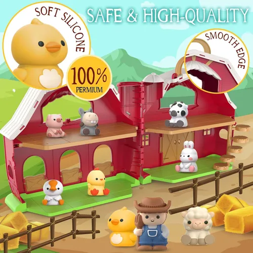 Vista 4 de SpringFlower Juguetes para Niños Pequeños de 1 2 3 Años de Edad Niños y Niñas, Juguete de Granero Grande con Animales de Granja, Juguetes Educativos