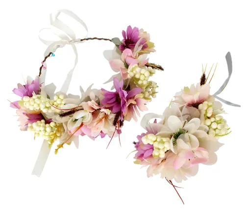 Vista 23 de Corona floral para mujer, diadema floral para el cabello, corona de flores, halo bohemio, fiesta, baile de graduación, fotos
