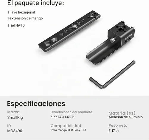 Vista 6 de SmallRig FX3 / FX30 XLR Plataforma de Extensión de Mango para Sony - MD3490