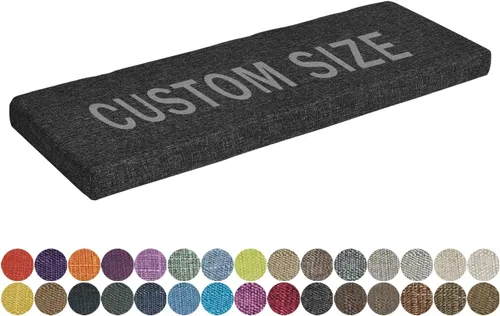 Vista 11 de Cojín de banco de tamaño personalizado, 30 colores, cojín de asiento de ventana panorámica, espuma gruesa de tapicería de 1.18 pulgadas, 1.97