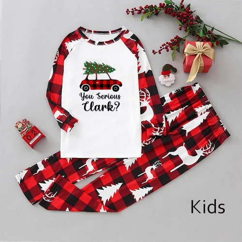 Vista 5 de TWGONE Pijamas de Navidad para la familia pijamas divertidas para hombres y mujeres ropa de descanso a cuadros renos de algodón