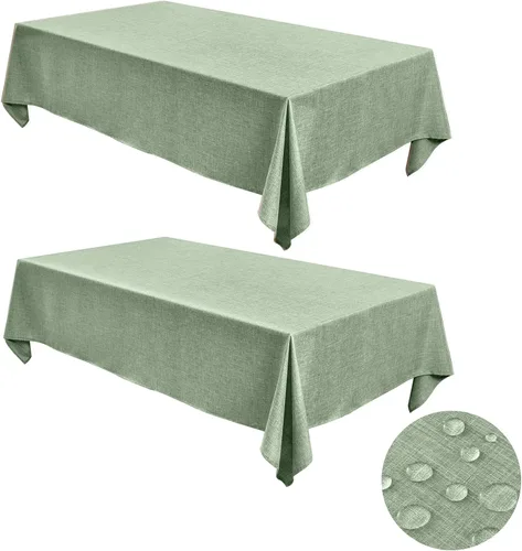 Vista 14 de Fitable - Manteles de lino sintético para mesas rectangulares: Mantel de granja resistente al agua y a las manchas, manteles de arpillera