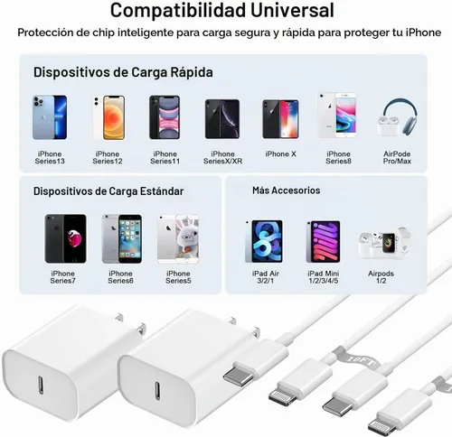 Vista 6 de Cargador rápido para iPhone 14 13 12, [certificado Apple MFi] 20 W USB C Apple cargador rápido de pared con cable de sincronización de datos