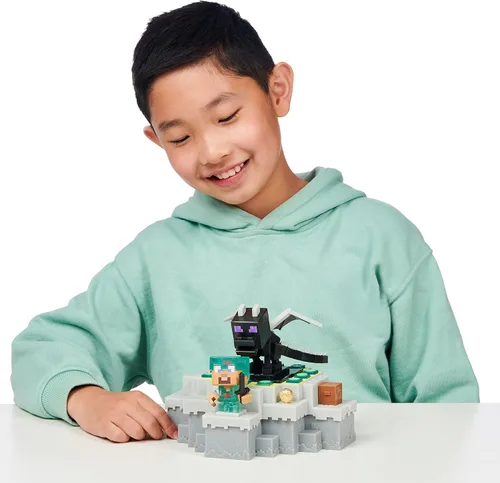 Vista 5 de Treasure X Minecraft Caves & Cliffs Ender Dragon. Personaje de mina y artesanía. Mina, descubre y crea con 20 niveles de aventura, encontrarás