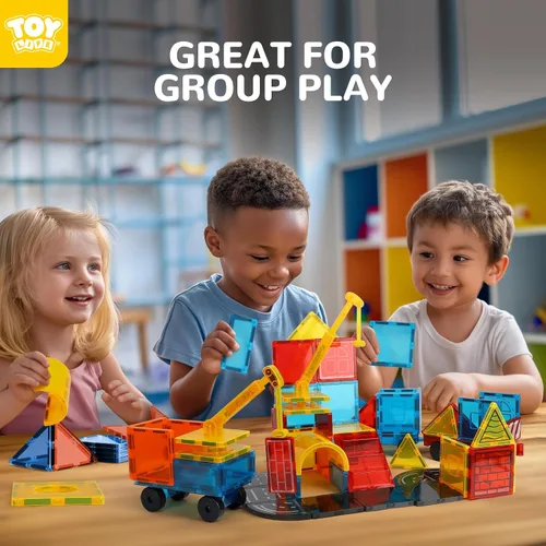 Vista 3 de TOY Life Azulejos magnéticos para niños de 3 a 5 años, juguetes de construcción para niños de 4 a 8 años, azulejos de construcción magnéticos