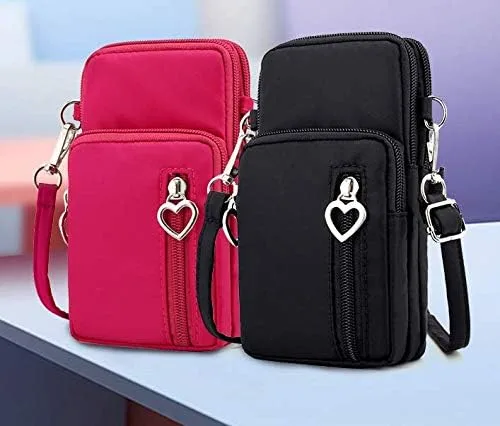 Vista 7 de Bolso de nailon para teléfono celular para mujer, bolso tipo cartera con bolsillo para tarjetas