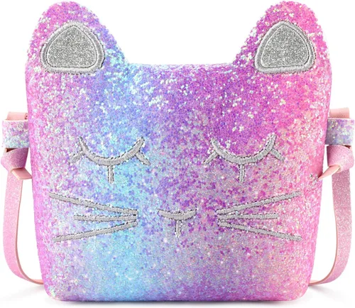 Vista 8 de Bolso de gato para niñas pequeñas, cartera tipo bandolera para niñas pequeñas, Negro