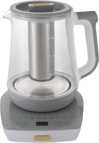 Vista 6 de Tetera eléctrica, hervidor de agua caliente de vidrio con control de temperatura e infusor, hervidor eléctrico de 800 W para agua hirviendo, tetera