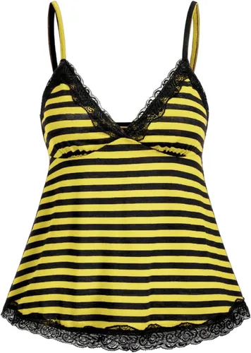 Vista 8 de SOLY HUX Tops tipo babydoll a rayas con encaje Y2K para mujer Negro (Black Polka Dots)