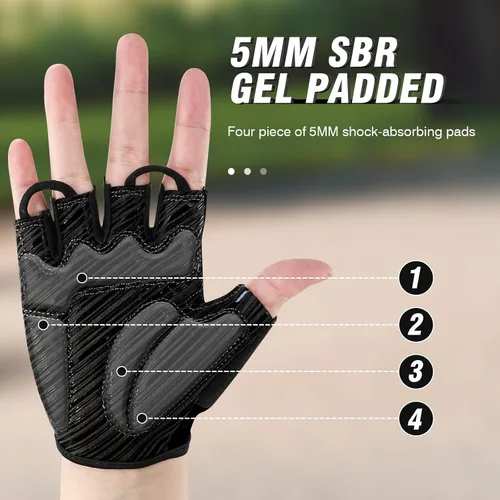 Vista 2 de HTZPLOO Guantes de bicicleta, guantes de ciclismo, guantes de ciclismo para hombres y mujeres con almohadilla antideslizante que absorbe los golpes