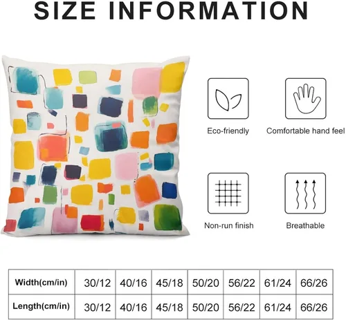 Vista 3 de Almohadas grandes para cama, fundas de almohada abstractas coloridas con patrón de rayas verticales, fundas de almohada cuadradas suaves, fundas