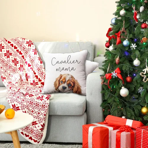 Vista 4 de Cavalier Mama - Funda de almohada de 18 x 18 pulgadas, estampado de doble cara para sofá, cama, bonita decoración de perro, regalos