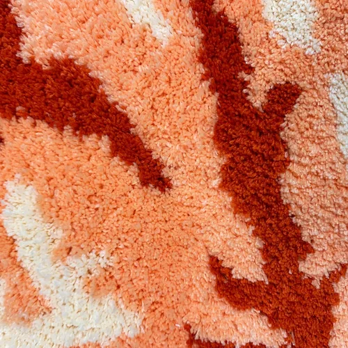 Vista 5 de USTIDE Bonita alfombra de baño de rosas para baño, alfombra de baño naranja de lujo, antideslizante, con forma de flor, alfombra de ducha de felpa