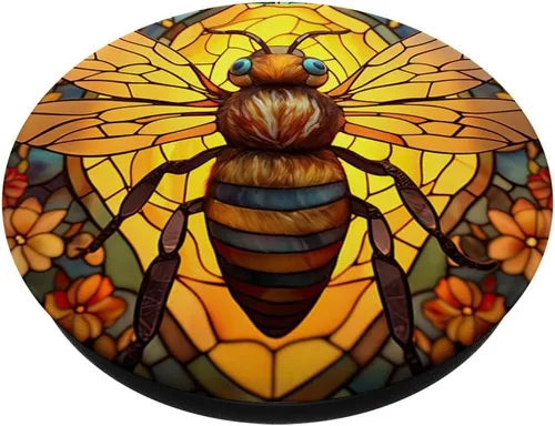 Vista 2 de Bumble bee - Abejorro miel abejas de panal amarillo apicultor PopSockets intercambiables PopGrip