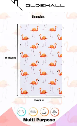 Vista 8 de Paquete variado de cuatro toallas de cocina de flamenco vibrantes y coloridos/paños de cocina de flamenco para uso diario y decoración del hogar