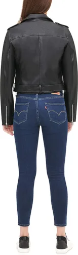 Vista 2 de Levis - Chaqueta de motociclista de piel con cinturón para mujer tallas estándar y extragrandes