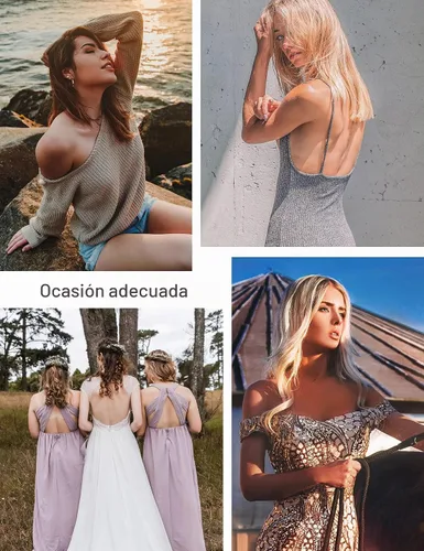 Vista 5 de Wingslove - Sujetador adhesivo, reutilizable, sin tirantes, autoadhesivo, invisible, push-up, para vestido sin espalda Marfil