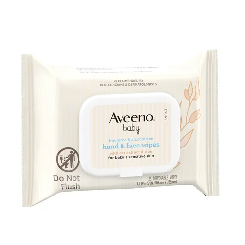 Vista 5 de Aveeno Baby Toallitas para manos y cara sin fragancia con extracto de avena y aloe, toallitas limpiadoras e hidratantes para pieles sensibles, sin
