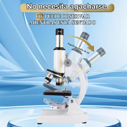 Vista 7 de Microscopio para niños y adultos, microscopio 40X-2000X con adaptador para teléfono y juego de diapositivas, adecuado para laboratorio escolar