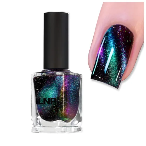 Vista 7 de ILNP After Hours Esmalte de uñas holográfico magnético azul profundo a base de negro