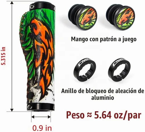 Vista 2 de CNC Agarres ergonómicos para manillar de bicicleta, agarres de silicona MTB para bicicleta de montaña/BMX. Fuego