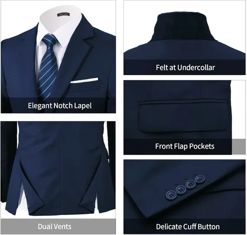Vista 4 de WEEN CHARM - Traje de 2 botones para hombre (3 piezas)
