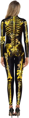 Vista 9 de KatchOn, Gold Halloween Skeleton Costume Women - Skeleton Bodysuit Halloween Floral Gold Sexy Skeleton Costumes For Women