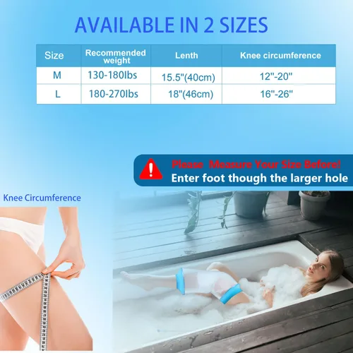 Vista 5 de Funda impermeable para rodilla, bolsa de fundición hermética, reutilizable, protector de ducha para cirugía de reemplazo de rodilla, heridas