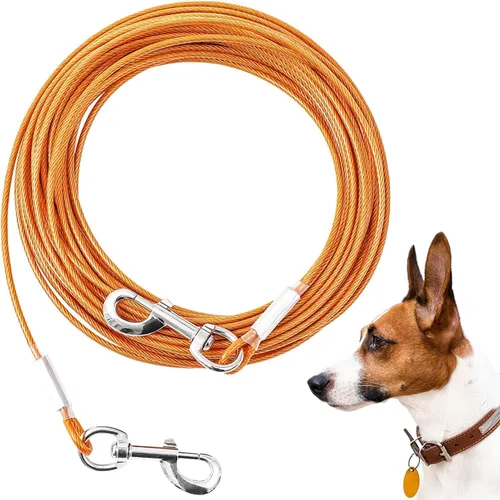Vista 24 de Cable de Amarre para Perros, 10/20/30/50/100 Pies, Correas para Perros a Prueba de Mordidas para el Patio, Cable de Amarre Resistente para Perros