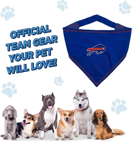 Vista 7 de Pets First NFL Buffalo Bills Banda Anudable para Mascotas, Pequeño/Mediano. Bandana, Bufanda y Babero para Perro y Gato. La Bandana Definitiva