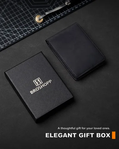 Vista 59 de Billetera AirTag para hombre, de piel auténtica plegable con bloqueo Rfid AirTag con ranuras para efectivo y ventana de identificación, compatible