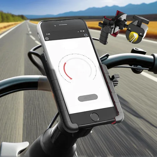 Vista 7 de Soporte universal para teléfono para bicicleta, ajustable, seguro y ajustable, con rotación para llamadas manos libres con versión de plástico todo
