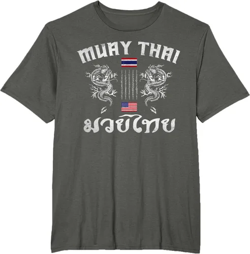Vista 7 de Camiseta de equipo de entrenamiento de boxeo Muay Thai con bandera estadounidense de Tailandia, Negro, S