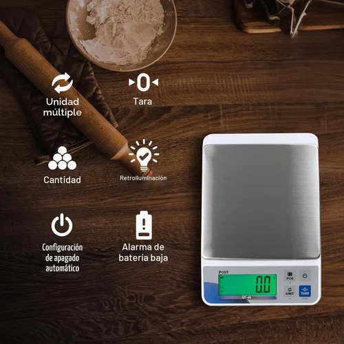 Vista 3 de Polit - Báscula digital de cocina (18 libras/8kg, 0.02 oz) báscula