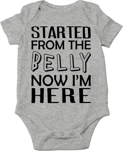 Vista 13 de CBTwear Started From The Belly, Now I'm Here - Ropa de bebé - Divertidos trajes para recién nacidos para niños y niñas