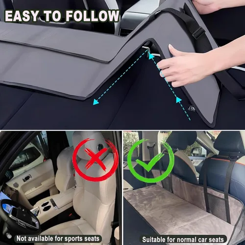 Vista 3 de Placa de extensión de colchón para asiento trasero de automóvil, colchón portátil para dormir, extensor de asiento trasero plegable, aumenta
