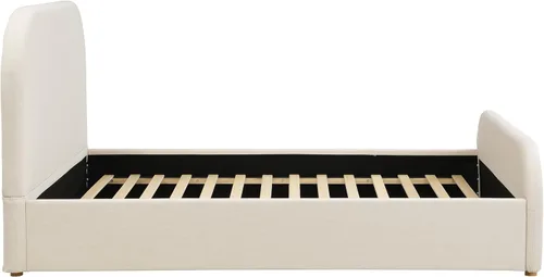 Vista 7 de Merax Marco de cama tamaño Queen, cama de plataforma tapizada de lino con cabecero y estribo de 44 pulgadas de alto, base de madera maciza, diseño