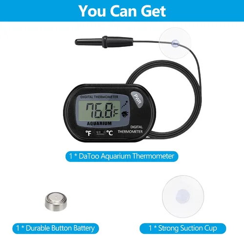 Vista 7 de DaToo Termómetro de acuario con pantalla LCD grande Fahrenheit/Celsius(℉/℃) Termómetro de tanque de peces para acuario, reptil, terrario, termómetro