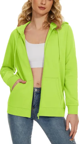 Vista 22 de TACVASEN Sudaderas con capucha y cremallera para mujer, ligera, de rizo francés, con cremallera completa y bolsillos