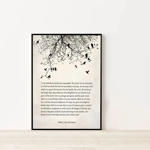 Vista 2 de RCVTVPV Robert Louis Stevenson - Arte de pared con cita para el hogar, póster de oración familiar cristiana, arte de pared para la oficina en casa