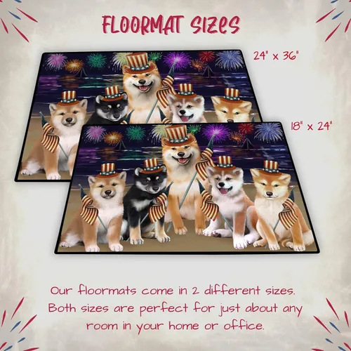 Vista 6 de Tapete antideslizante para puerta de mascotas, para interiores y exteriores del 4 de julio, para perros Shiba Inu, tapete lavable con retratos