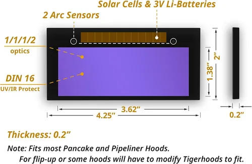 Vista 2 de Lente de soldadura HD de oscurecimiento automático, lente de filtro de soldadura de color verdadero de 2 x 4.25 pulgadas, con 2 piezas de repuesto