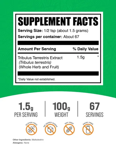 Vista 2 de BulkSupplements Polvo de tribulus terrestris puro, 1