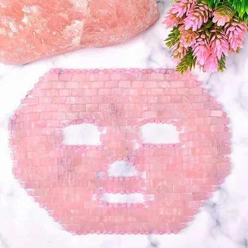 Vista 2 de ideayard Máscara de ojo de amatista y máscara facial de cuarzo rosa 100% Jade natural Calmar Piedra Máscara de ojos de cuarzo rosa Máscara facial