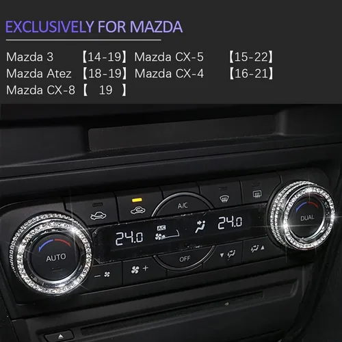 Vista 2 de Tapones para pomos de aire acondicionado, compatibles con Mazda 3 (2014-2018), cristal, decoración