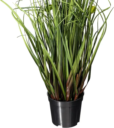 Vista 2 de Vickerman Everyday - Hierba verde artificial de 24 pulgadas y eucalipto con maceta de plástico negro, decoración de plantas de césped sintético