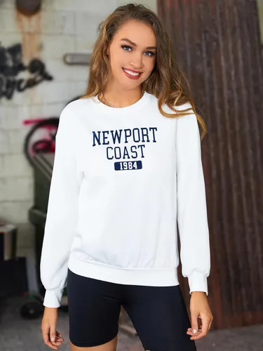 Vista 3 de SweatyRocks Sudadera casual de manga larga con estampado gráfico para mujer