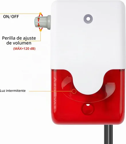 Vista 3 de 120dB de alto nivel de agua sensor de alarma estroboscópica sirena